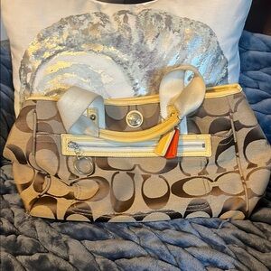 Coach Tan and Brown Signature Tote